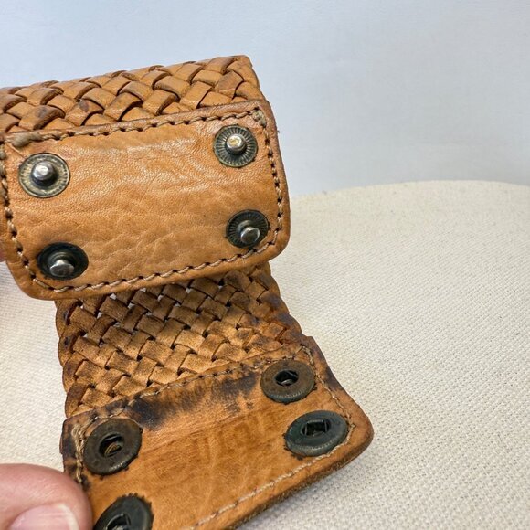 Motif Brand Wide Braided Leather Bracelet Snap Closure Natural Boho - Picture 4 of 14